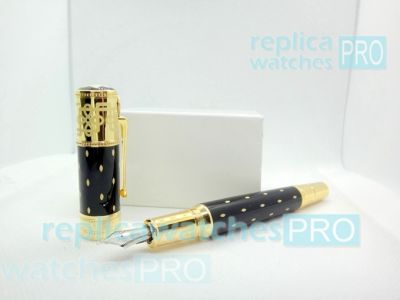 Copy Mont Blanc Elizabeth Fountain Pen Black & Yellow Gold Barrel